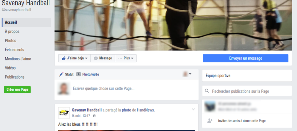 page facebook savenay handball